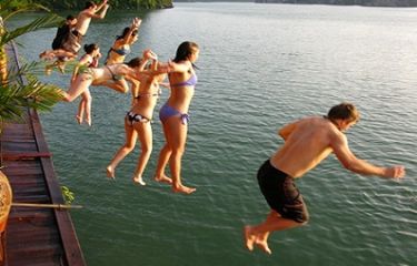 Swimming in Halong Bay